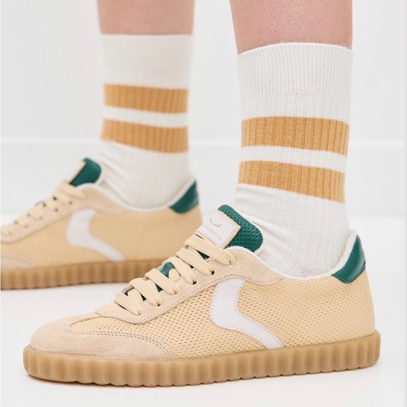 NWT VOILE BLANCHE Ines Sneaker in Ecru/Straw/Green - Picture 2 of 15